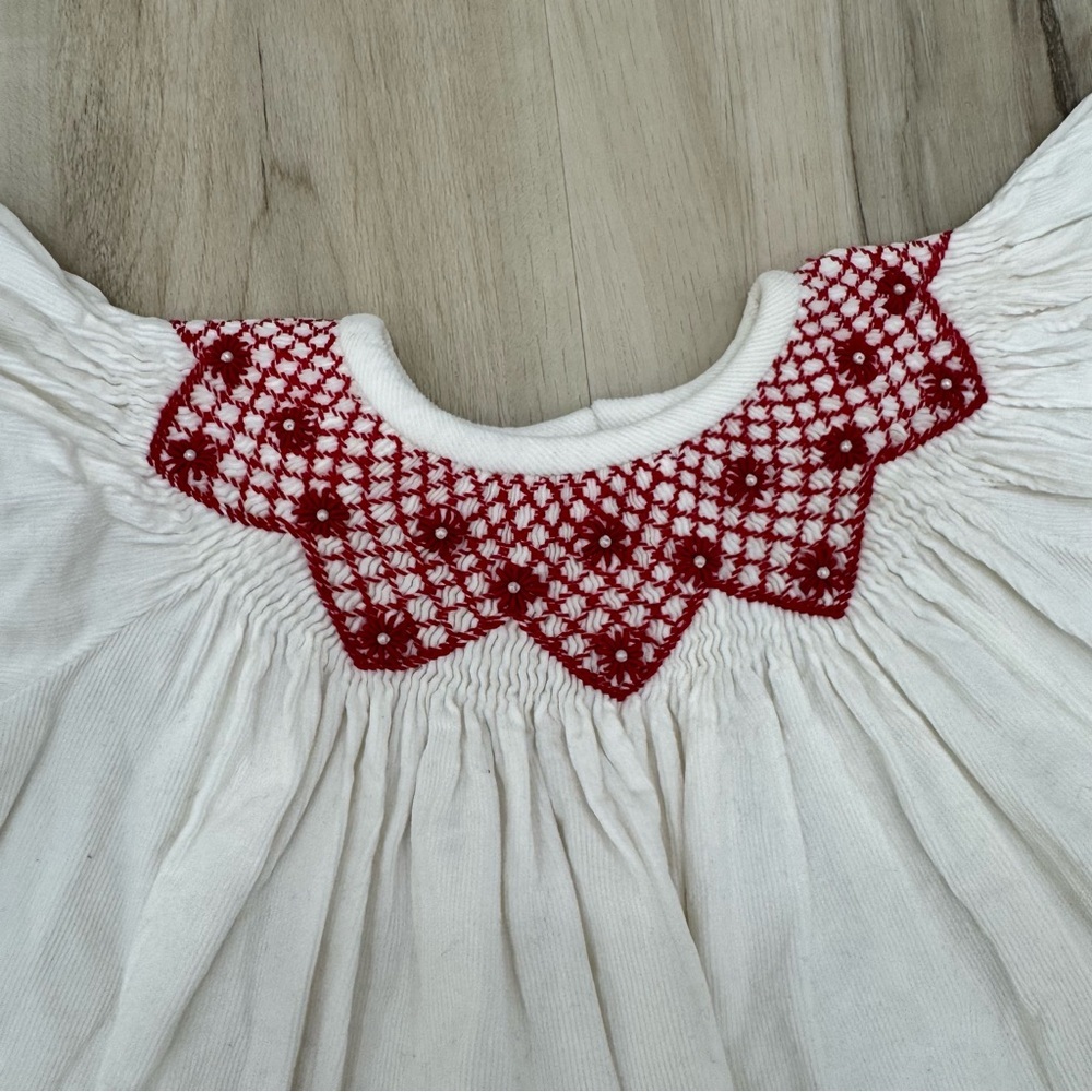 Christmas Dress, Brand: ZUCCINI KIDS, white corduroy size 2T boutique white Red